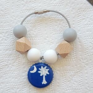 Blue Bottlecap and Beads Bogg Bag Purse Charm